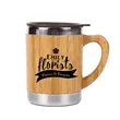 10oz Stainless Steel Bamboo Coffee Mug With Lid And Handle