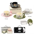 10 oz Floral Ceramic Coffee Cup & Saucer Gift Set