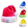 LED Santa Hat Light Up Christmas Hat Glow Lighted Santa Cap
