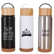 18 Oz Stainless Steel Water Bottle With Bamboo Lid