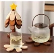 Tree-Shaped Bamboo Coaster Set