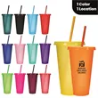 Reusable Colorful Plastic Straw Cup with Lid