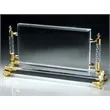 Crystal Desktop  Rectangle Award with  Gold Accents