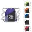 210D Polyester Drawstring Backpack w/ Mesh Pocket