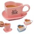 4oz Heart Shaped Ceramic Coffee Cup Set for Gifts & Events