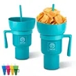 2-in-1 snack drink cup with straw for beach/movies/stadium