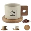 10oz tea cup ceramic coffee mug with wooden handle coaster