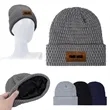 Custom Leather Patch Fleece Lined Winter Beanie