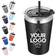 12oz Stainless Steel Tumbler with Straw Leak-Proof Travel
