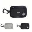 RFID Blocking Checkered Nylon Pouch with Carabiner Clip
