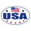 White Vinyl Oval USA - 6" x 4"