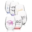 9 oz. Stemless Etched Wine Glass
