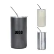 Stainless Steel Vacuum Double Layer Cup With Straw