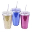 16 oz Double Walled Glitter Cup With Snap-On Lid