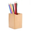Natural Solid Beech Wood Square Desktop Pen Pencil Holder
