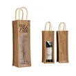 Jute Transparent Single-Bottle Wine Tote Bag