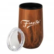 14 oz Wood Tone Economy Stainless Steel Stemless Wine