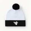 Color-block jacquard wool hat with pom-pom,