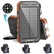 Portable solar charger power bank with carabiner for camping