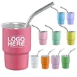 3oz Stainless Steel Mini Tumbler With Straw