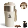 Insulated travel coffee tumbler with 2-in-1 straw sip lid