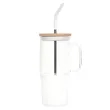 32 OZ. GLASS TUMBLER W/HANDLE AND STRAW