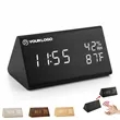 Wooden voice alarm clock with LED temp humidity display