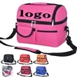 Double Deck Reusable Lunch Cooler Bag With Two Compartments