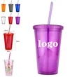 Insulated 16 Oz Double Wall Tumbler With Lid And Straw