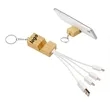 Mini Bamboo Phone Stand Keychain With Charger