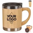 12oz Bamboo Stainless Steel Insulated Mug with Lid