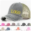Washed Vintage Distressed Denim Mesh Baseball Cap-5 Panels