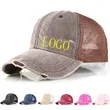 Washed Vintage Distressed Denim Mesh Baseball Cap-6 Panels