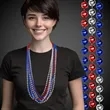 36" Red-Silver-Blue  (7mm) Bead Necklace