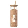 13.5oz Glass Bottle with Bamboo Lid, Cork Sleeve and Straw