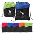 Two-Tone Poly Drawstring Backpack with Zipper