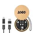 Round Bamboo Multi USB Charging Adapter Cable Kit