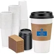 16oz Disposable Coffee Cups with Lids and Sleeves