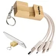 Bamboo Multi-Charging Cable with Phone Stand & Keychain