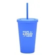 New Candy-color Double Plastic Straw 16OZ Drinking Cup