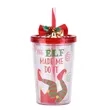 10oz Christmas Double Layer Plastic Straw Mug Gifting Handy