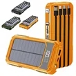 10000mAh Solar Power Bank with Built-in Cables & Flashlight