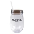 Double Wall Acrylic Stemless Wine Tumbler With Lid
