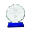 Round Facet Crystal on Blue Pedestal Base