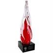 12" Red Twisted Spire Art Glass Award