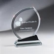 Promo Glass Clear Leaf Award on Black and Base