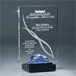 Rectangle Acrylic Award with Glass Gemstone and Marble Base
