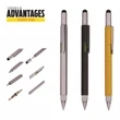 Stylus MultiFunction Pen with Tool Set