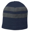 Fleece-Lined Striped Beanie Cap