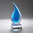 Light & Dark Blue Art Glass Award on Clear Base